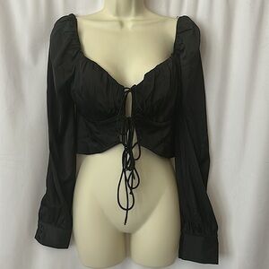 Mienne Super Sexy Y2K Black Long Sleeve Crop Top Shirt **Size M** 🔥🔥